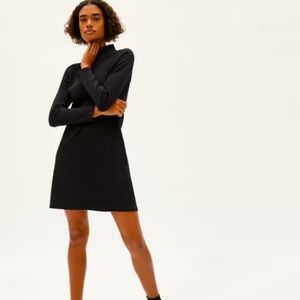 EVERLANE Mock Neck Long Sleeve Dress - Black - Sm